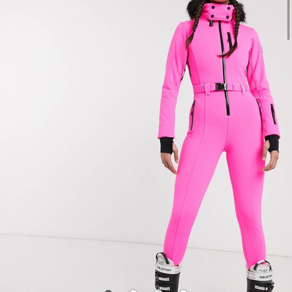 Pink ski suit